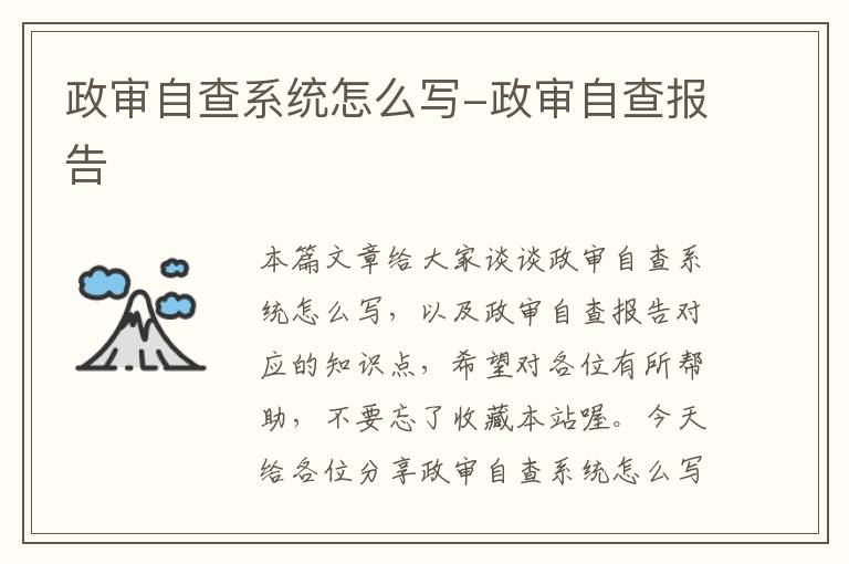 政审自查系统怎么写-政审自查报告