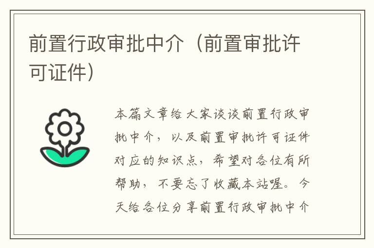 前置行政审批中介（前置审批许可证件）