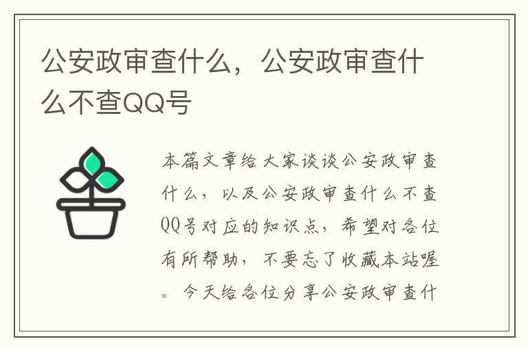 公安政审查什么，公安政审查什么不查QQ号