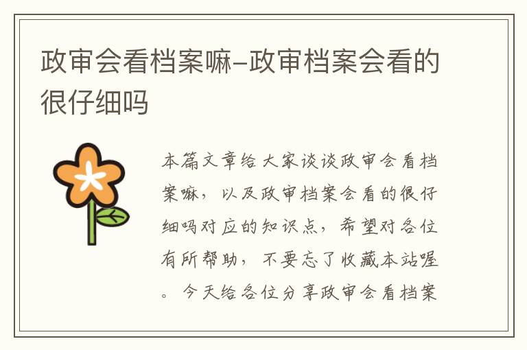 政审会看档案嘛-政审档案会看的很仔细吗