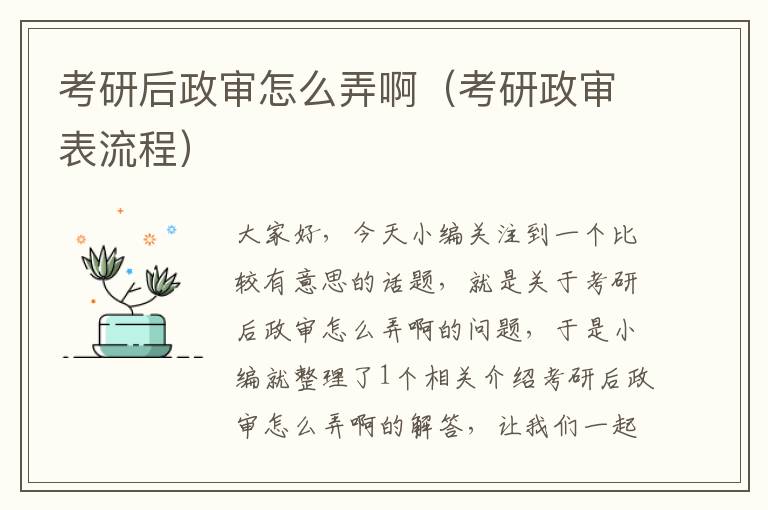 考研后政审怎么弄啊（考研政审表流程）