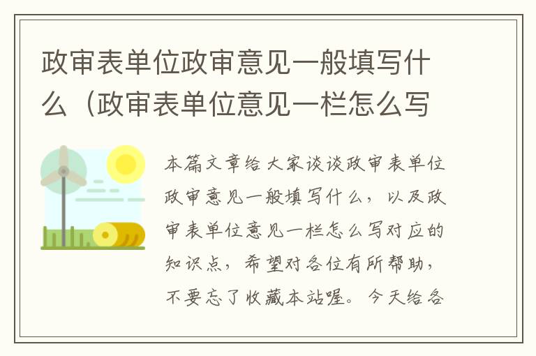 政审表单位政审意见一般填写什么（政审表单位意见一栏怎么写）