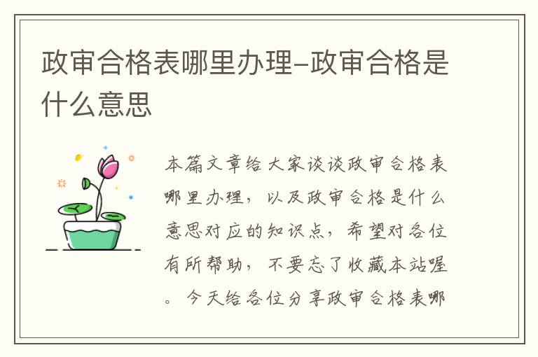 政审合格表哪里办理-政审合格是什么意思