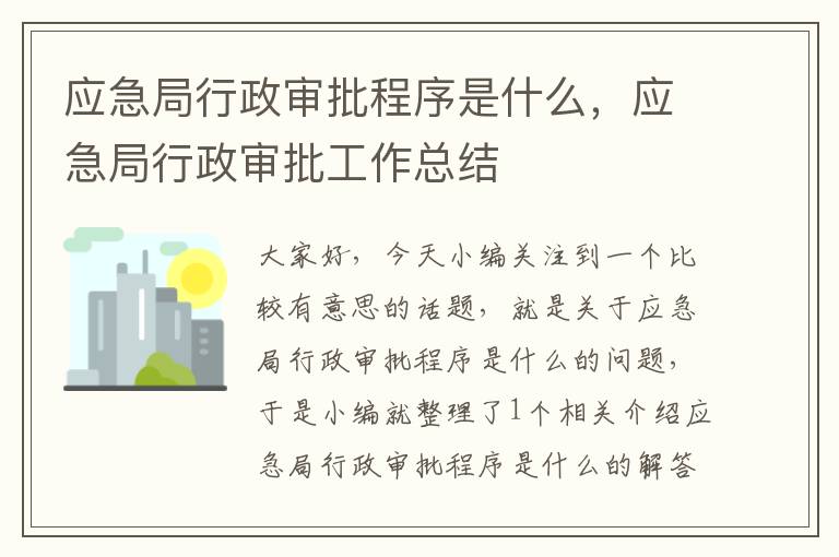 应急局行政审批程序是什么，应急局行政审批工作总结