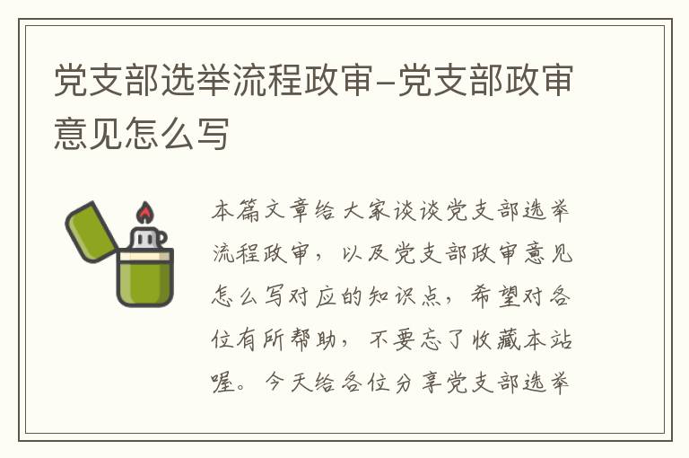 党支部选举流程政审-党支部政审意见怎么写