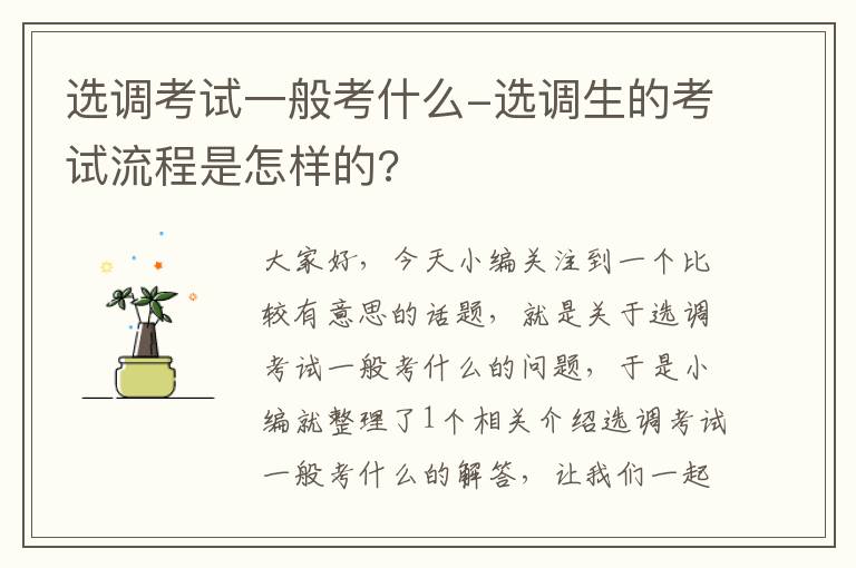 选调考试一般考什么-选调生的考试流程是怎样的?