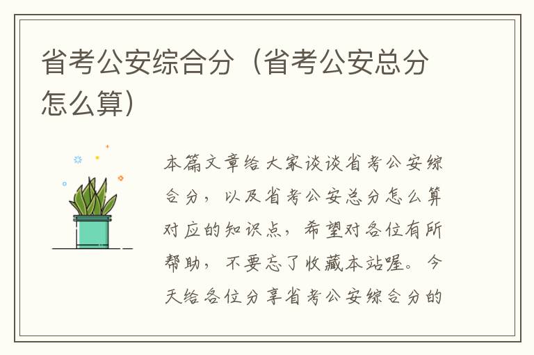 省考公安综合分（省考公安总分怎么算）