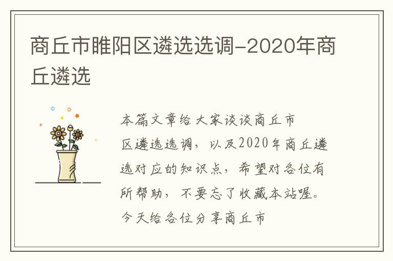 商丘市睢阳区遴选选调-2020年商丘遴选