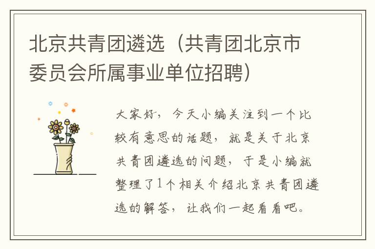 北京共青团遴选（共青团北京市委员会所属事业单位招聘）