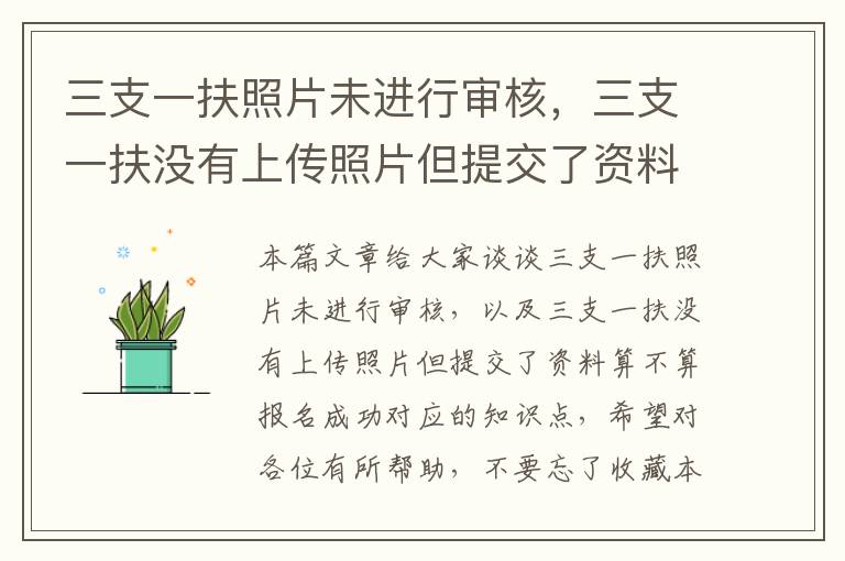 三支一扶照片未进行审核，三支一扶没有上传照片但提交了资料算不算报名成功