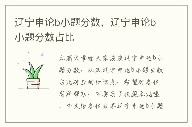 辽宁申论b小题分数，辽宁申论b小题分数占比