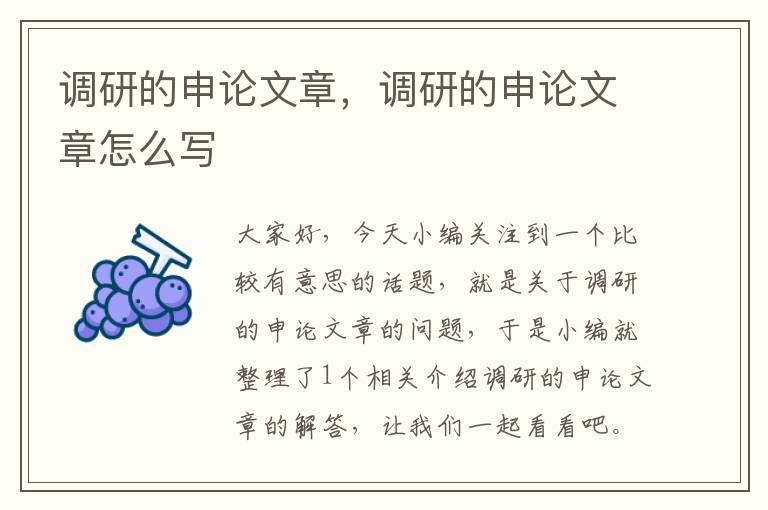 调研的申论文章，调研的申论文章怎么写