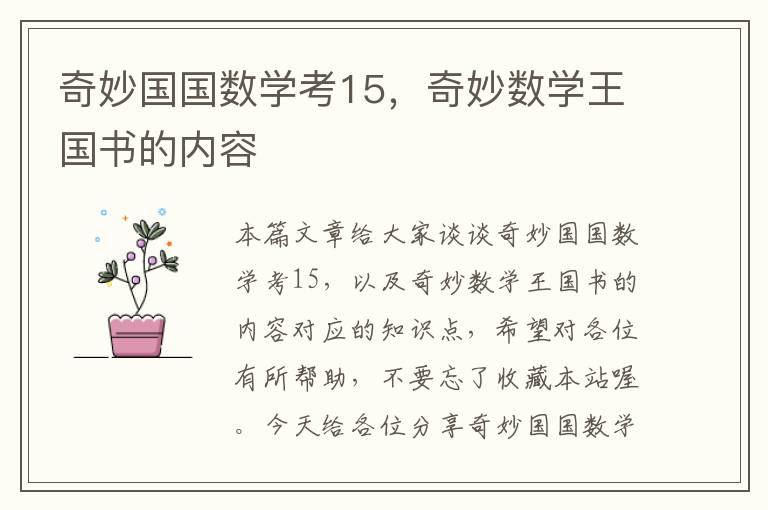 奇妙国国数学考15，奇妙数学王国书的内容